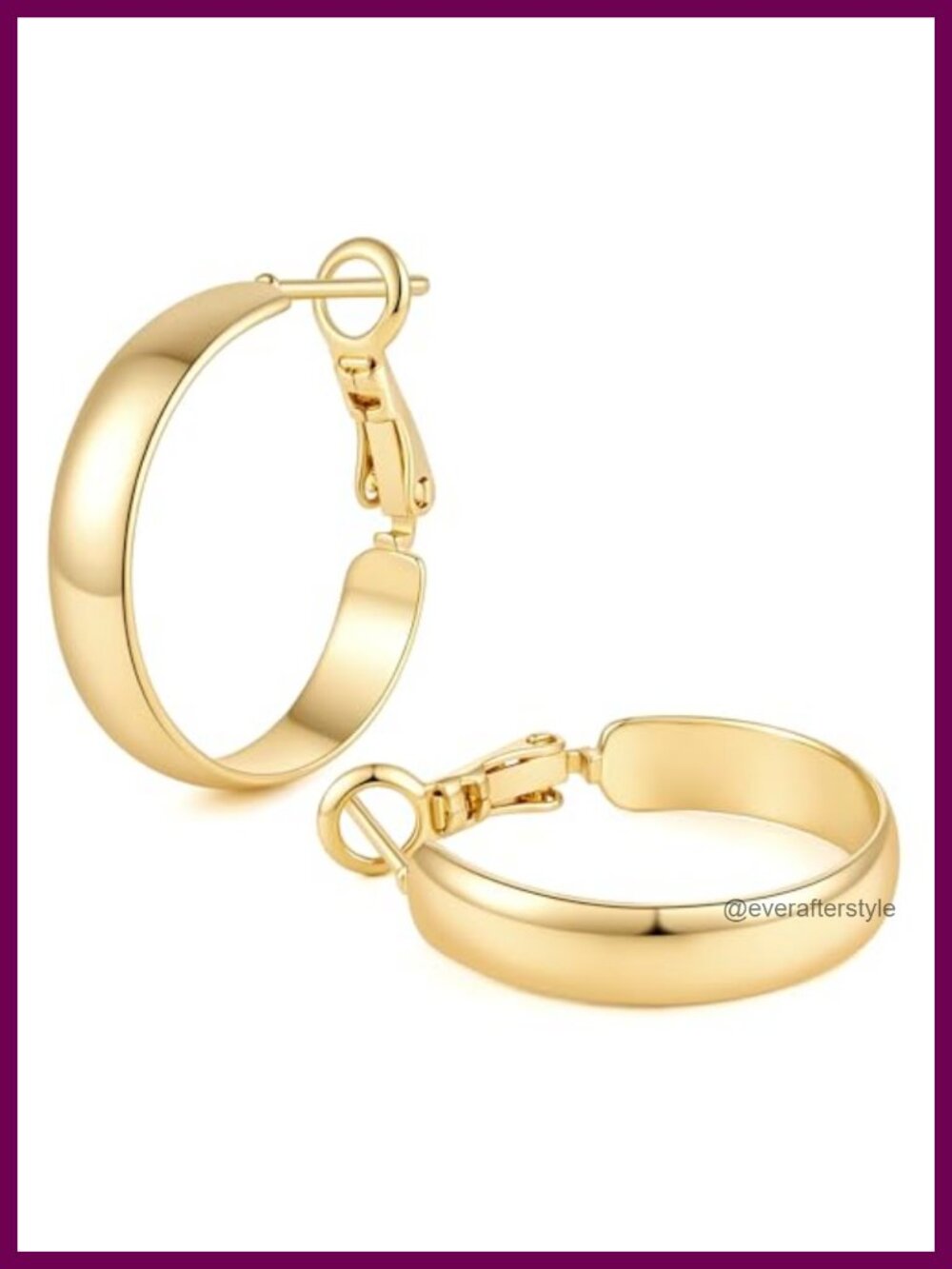 14K Gold Plated Chunky Hoop Earrings for Women 22mm Lightweight Hypoallergenic